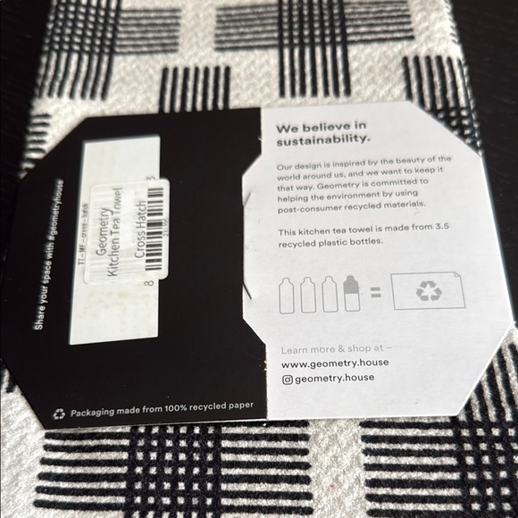 Geometry Kitchen Tea Towel Black and White - Picture 3 of 4